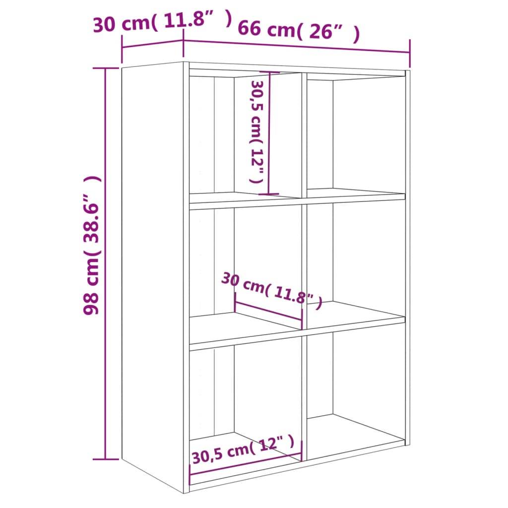 vidaXL Bücherregal/Sideboard Betongrau 66x30x98 cm Holzwerkstoff