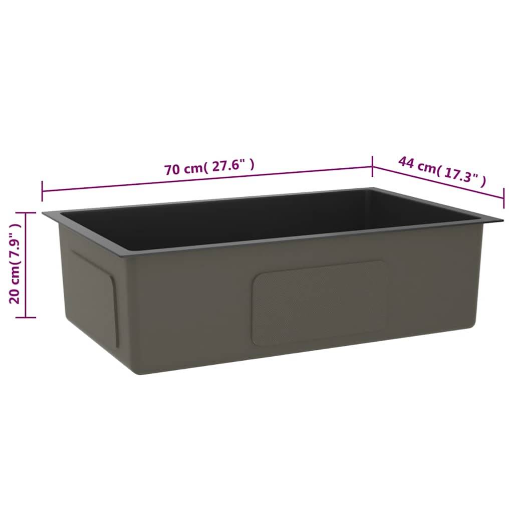 vidaXL Handgemachte Einbauspüle Schwarz Edelstahl