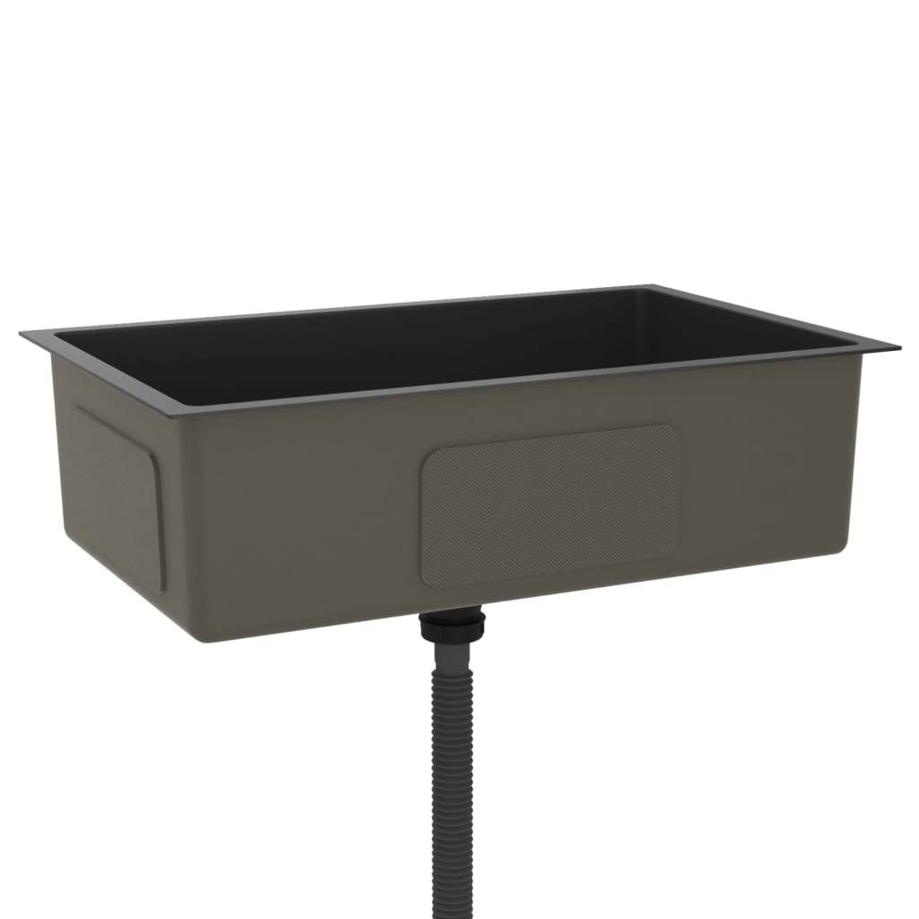 vidaXL Handgemachte Einbauspüle Schwarz Edelstahl