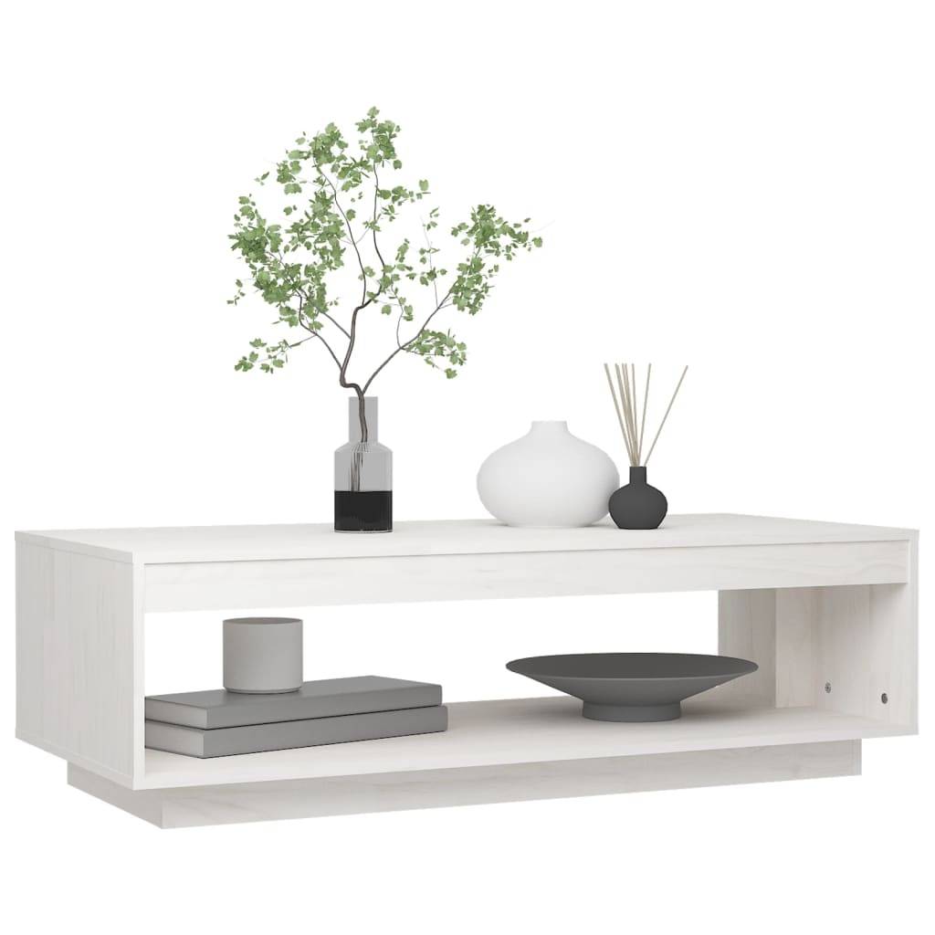 vidaXL Couchtisch Weiß 110x50x33,5 cm Massivholz Kiefer