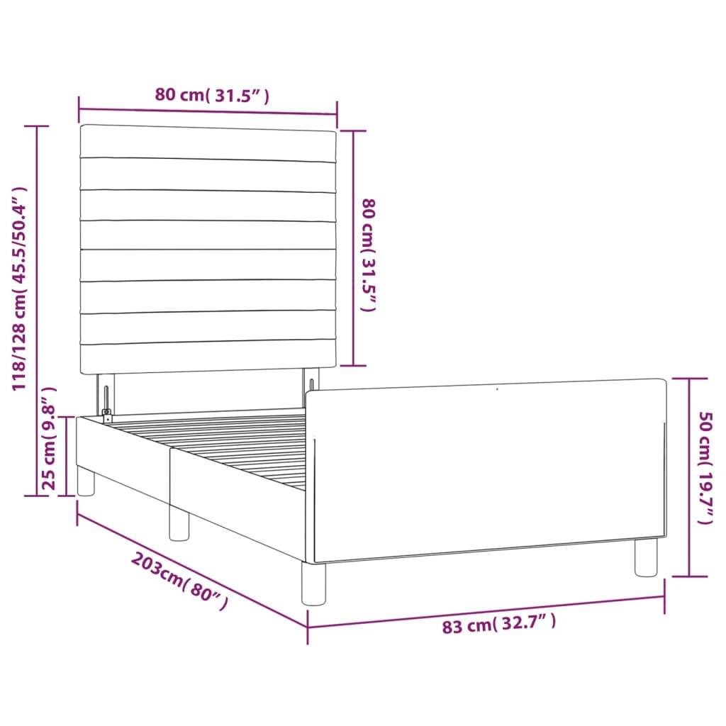 vidaXL Bettgestell ohne Matratze Taupe 80x200 cm Stoff