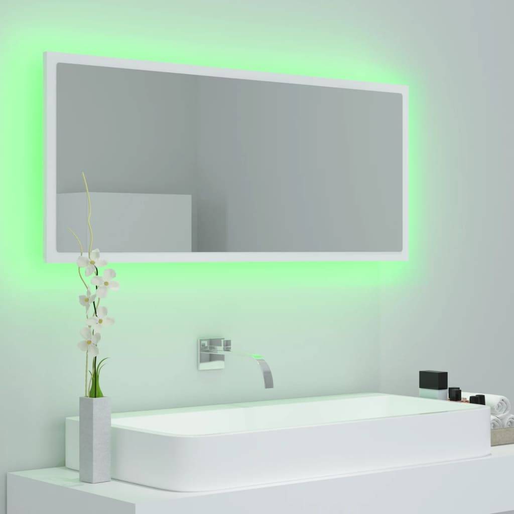 vidaXL LED-Badspiegel Weiß 100x8,5x37 cm Acryl