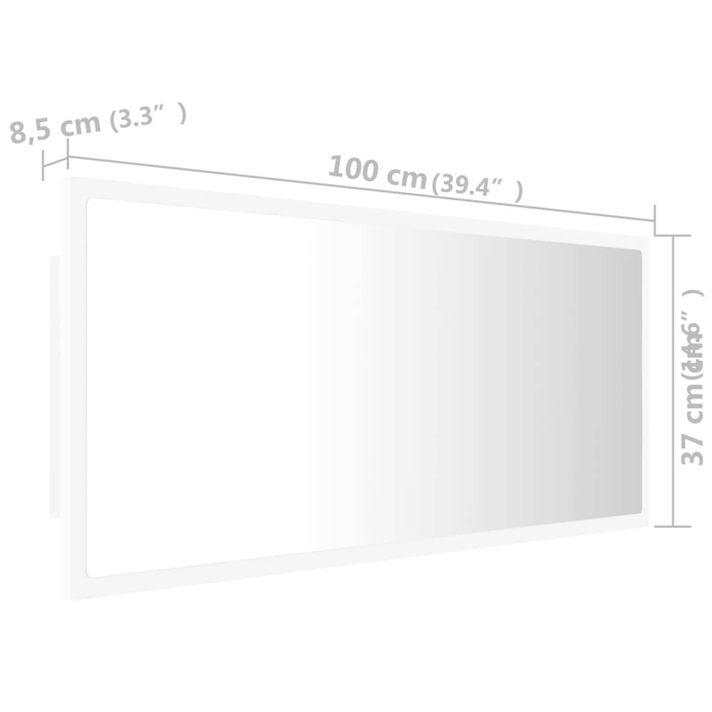vidaXL LED-Badspiegel Weiß 100x8,5x37 cm Acryl