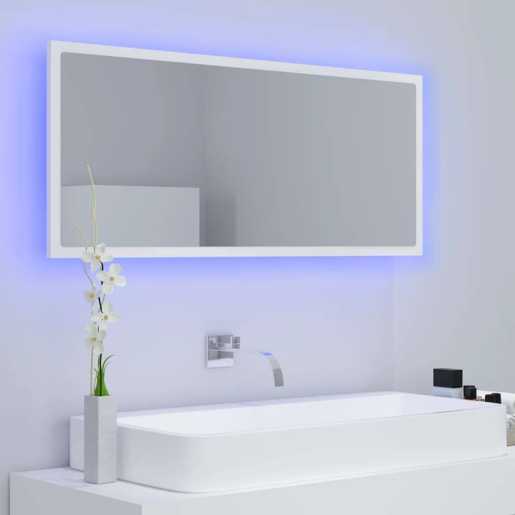 vidaXL LED-Badspiegel Weiß 100x8,5x37 cm Acryl