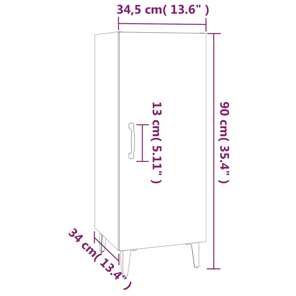 vidaXL Sideboard Weiß 34,5x34x90 cm Holzwerkstoff