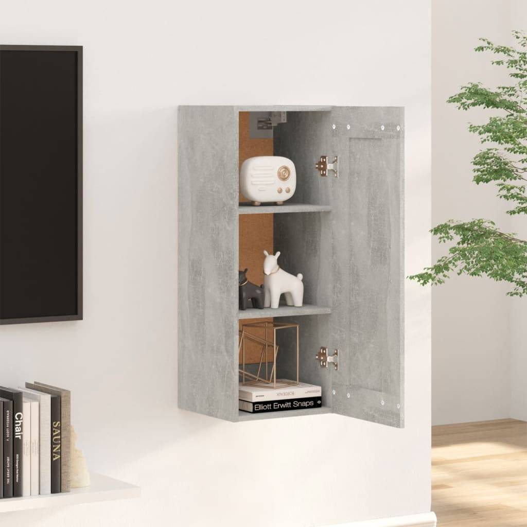 vidaXL Hängeschrank Betongrau 35x34x90 cm Holzwerkstoff
