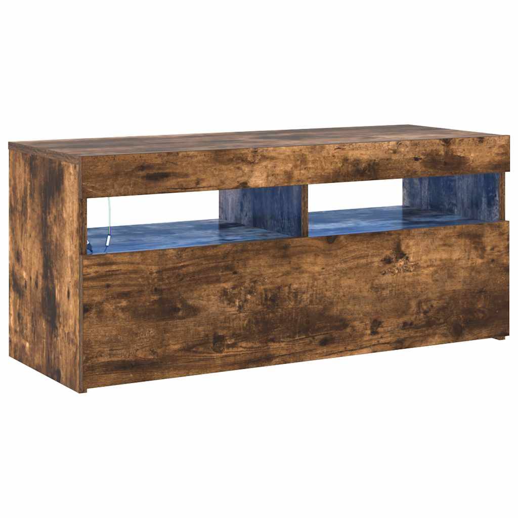vidaXL TV-Schrank mit LED-Leuchten Räuchereiche 90x35x40 cm