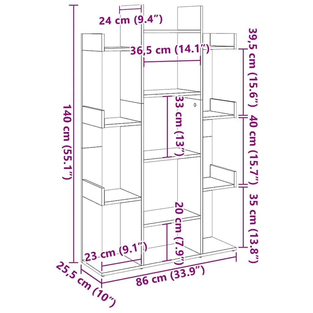 vidaXL Bücherregal Betongrau 86x25,5x140 cm Holzwerkstoff
