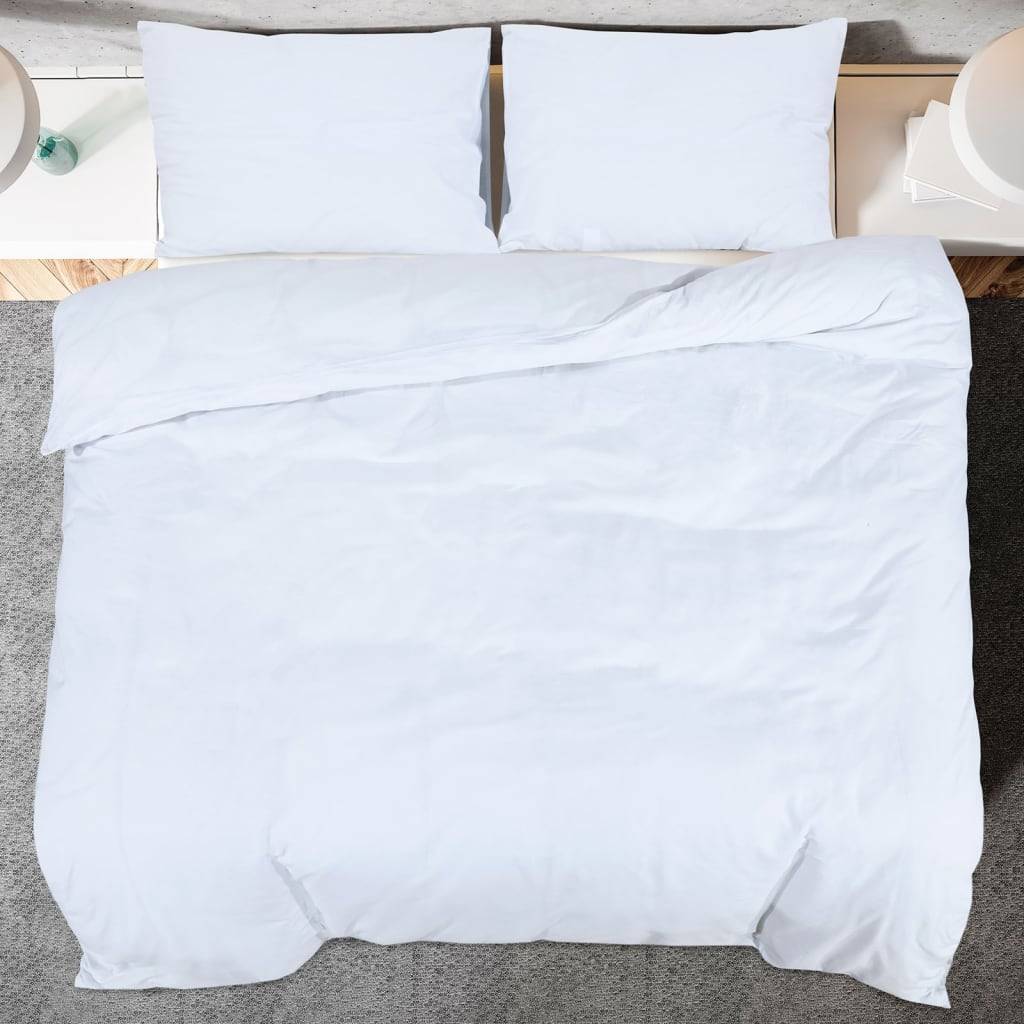 vidaXL Bettwäsche-Set Weiß 200x220 cm Baumwolle