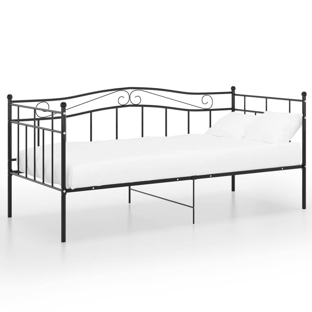 vidaXL Schlafsofa Bettgestell Schwarz Metall 90x200 cm