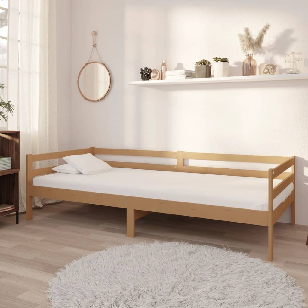 vidaXL Tagesbett mit Matratze 90x200 cm Honigbraun Massivholz Kiefer