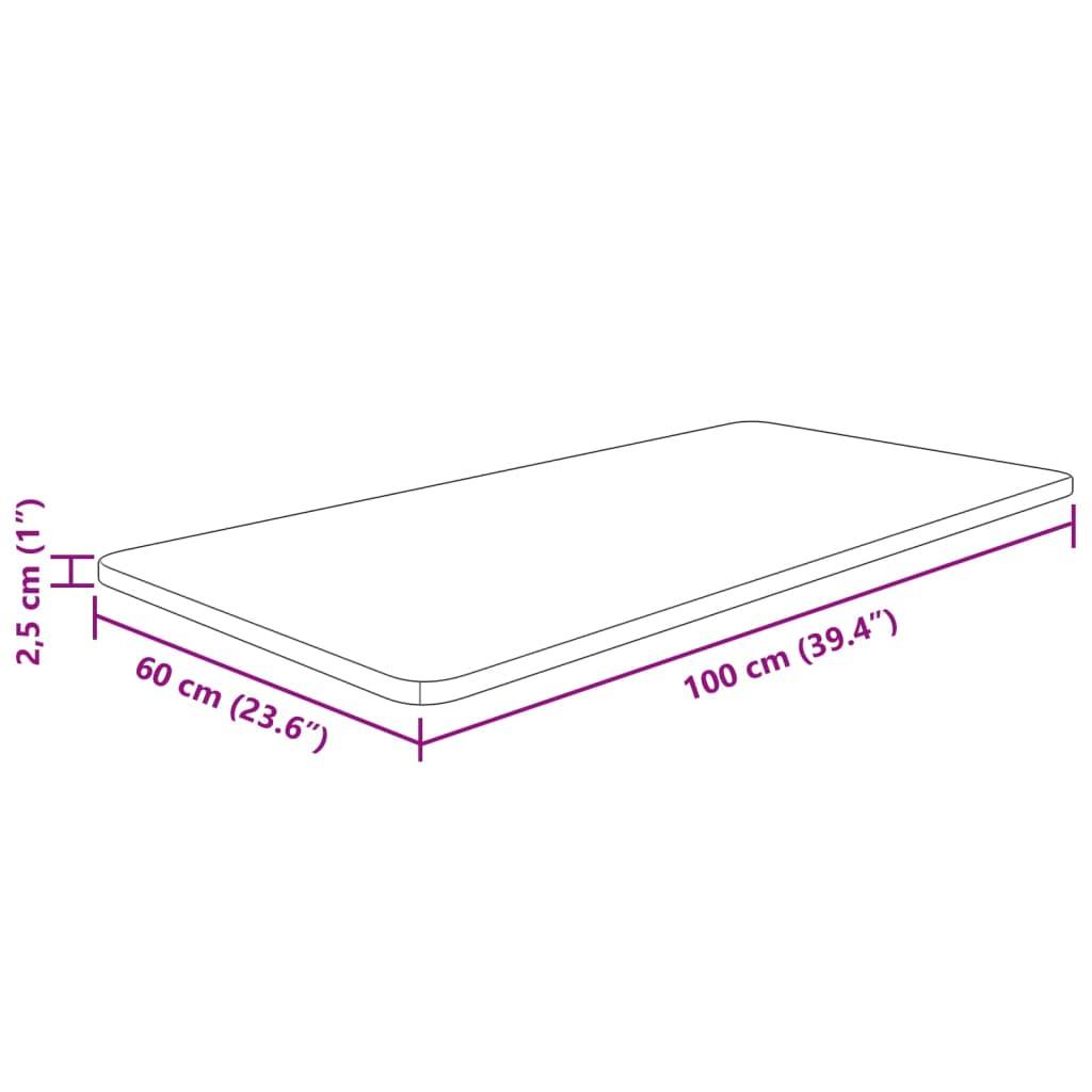 vidaXL Waschtischplatte 100x60x2,5 cm Massivholz Unbehandelt