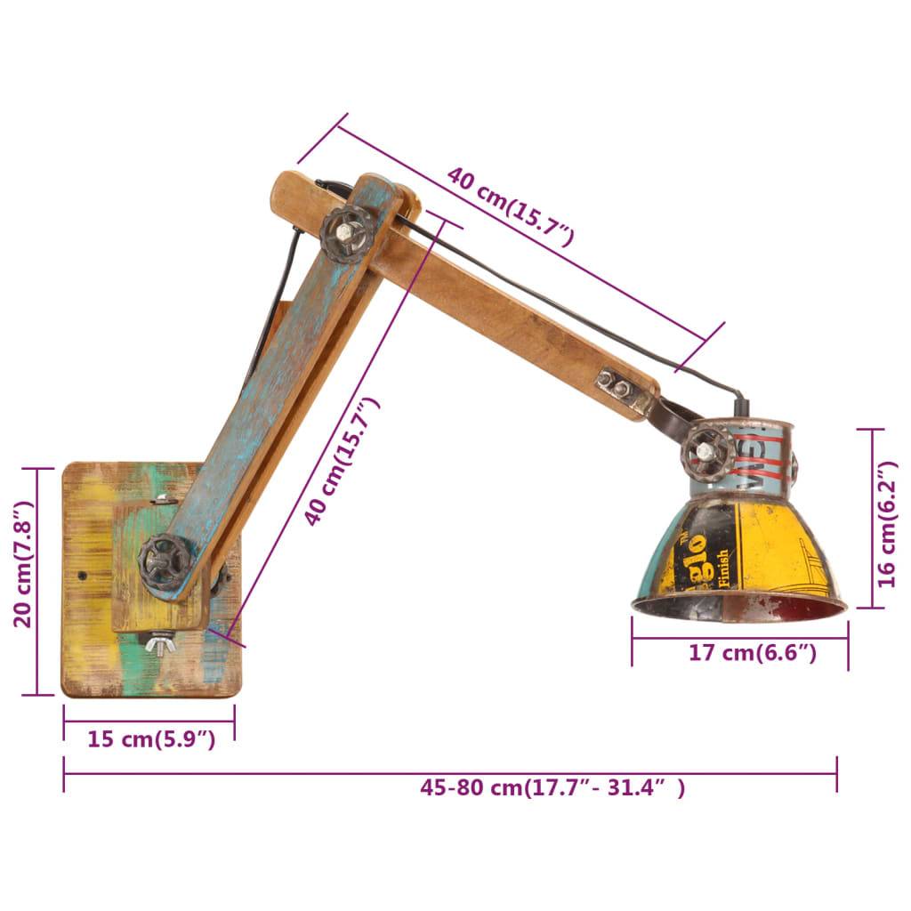 vidaXL Wandleuchte Industrie-Stil Mehrfarbig Rund E27