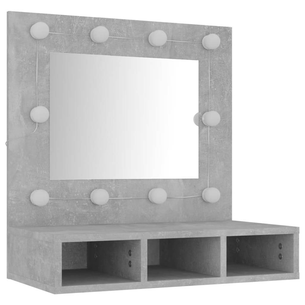vidaXL Spiegelschrank mit LED Betongrau 60x31,5x62 cm