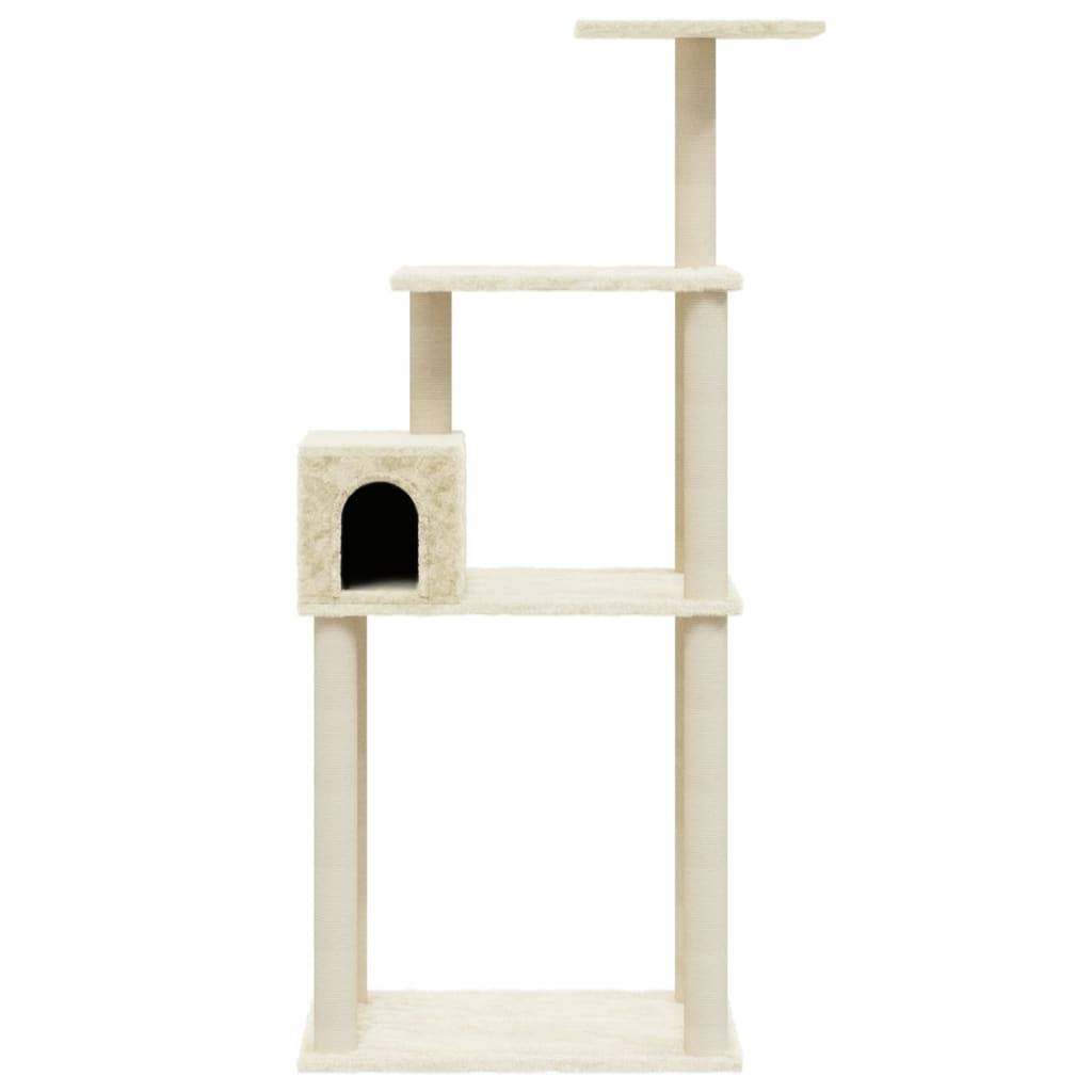 vidaXL Kratzbaum mit Sisal-Kratzsäulen Creme 147 cm