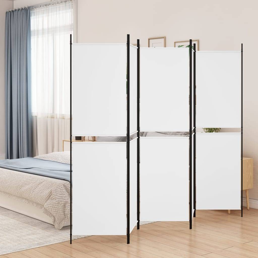 vidaXL 5-tlg. Paravent Weiß 250x200 cm Stoff