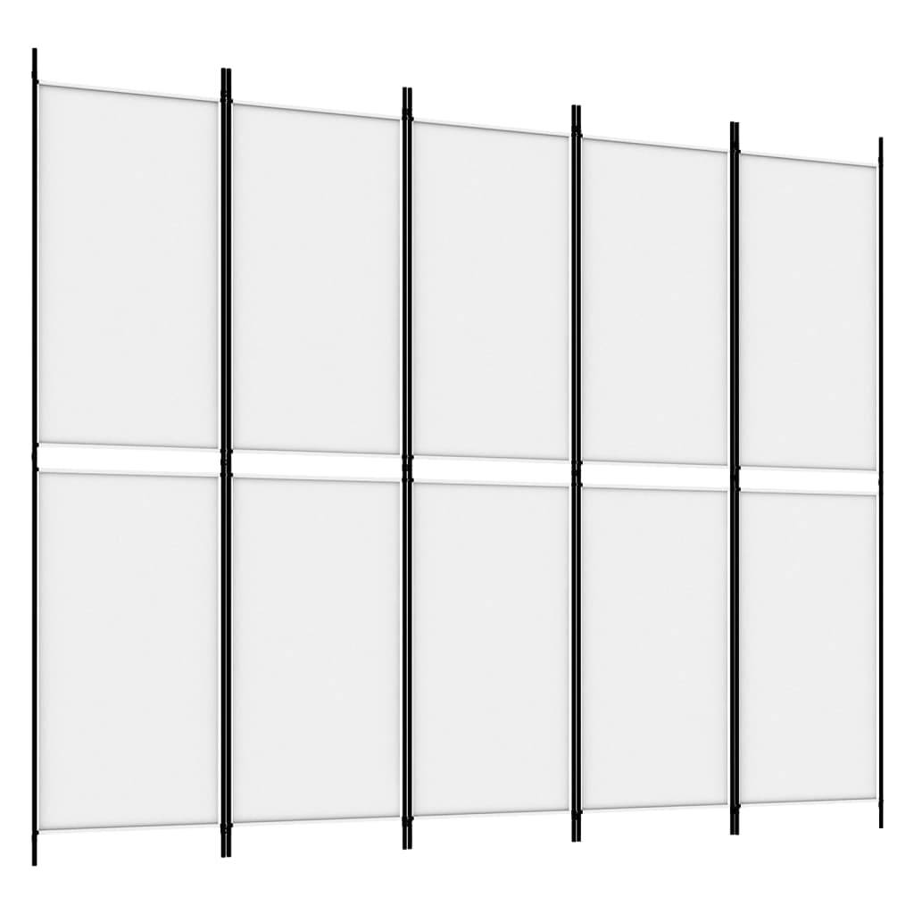 vidaXL 5-tlg. Paravent Weiß 250x200 cm Stoff