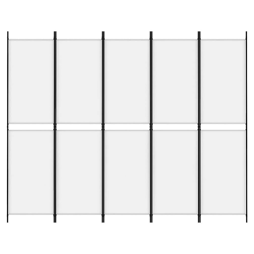 vidaXL 5-tlg. Paravent Weiß 250x200 cm Stoff