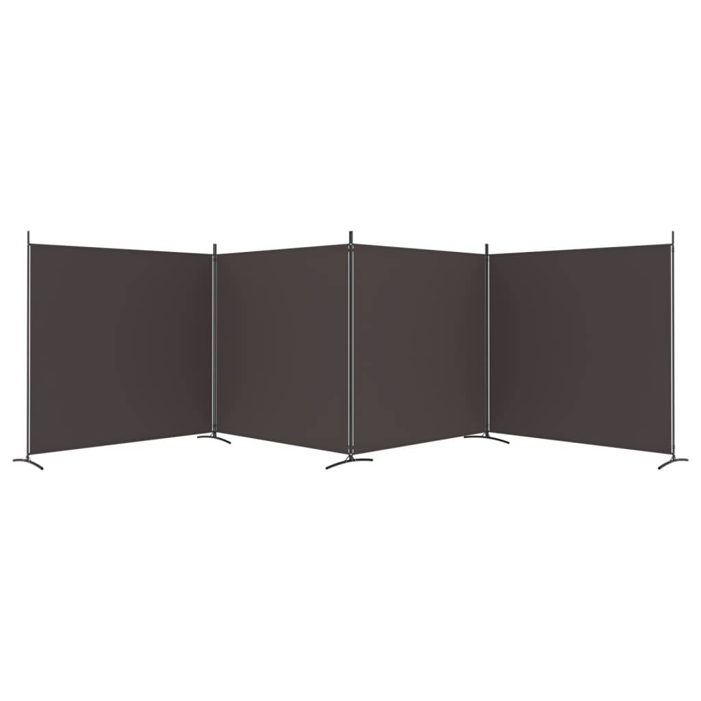 vidaXL 4-tlg. Paravent Braun 698x180 cm Stoff