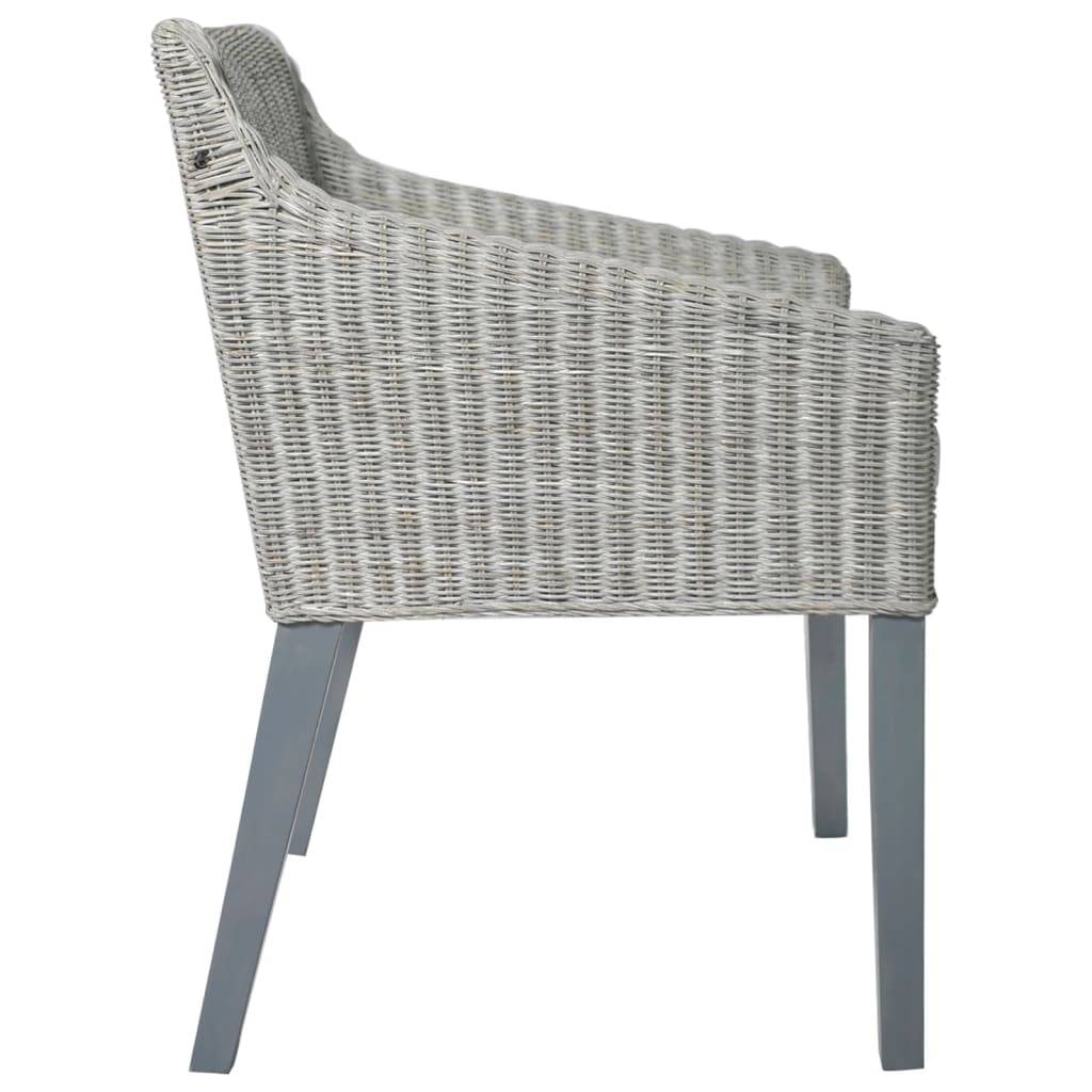 vidaXL Esszimmerstuhl mit Kissen Grau Natur Rattan