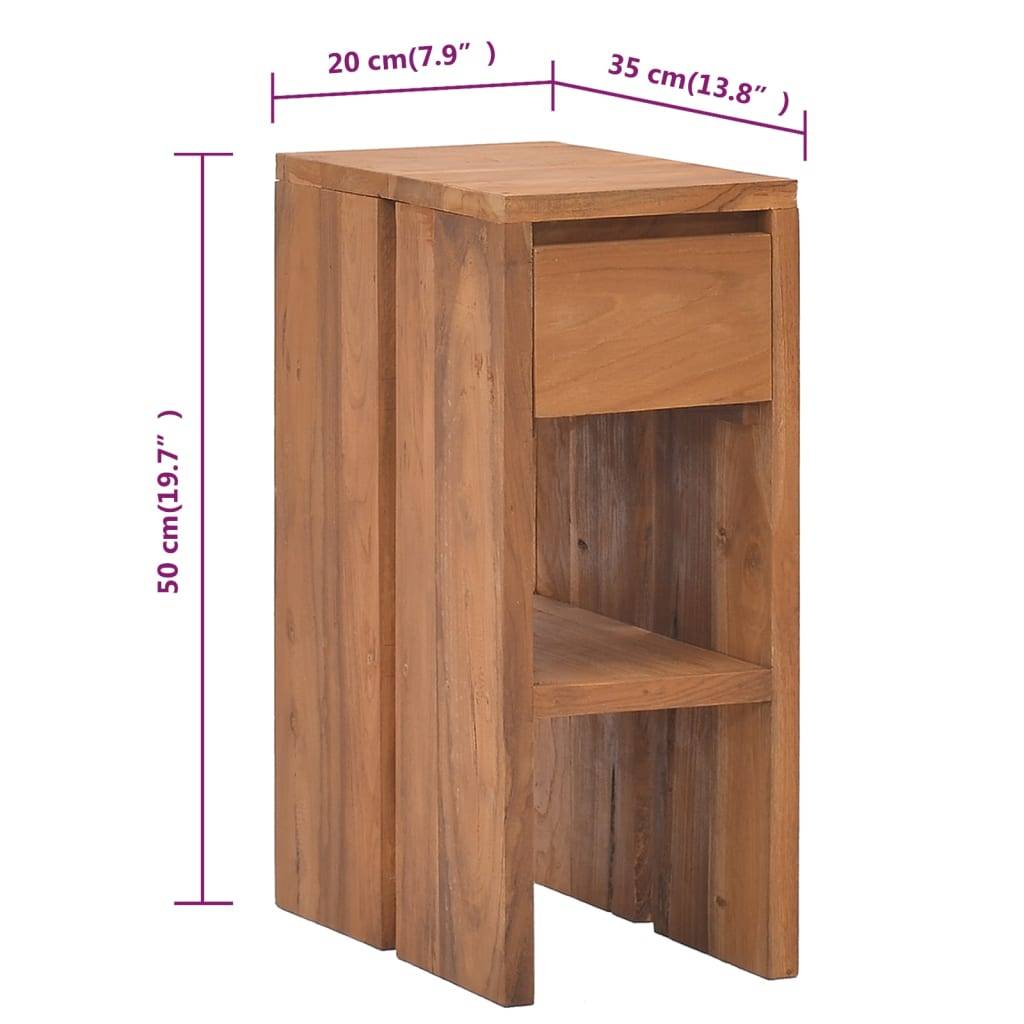 vidaXL Nachttisch 20x35x50 cm Teak Massivholz