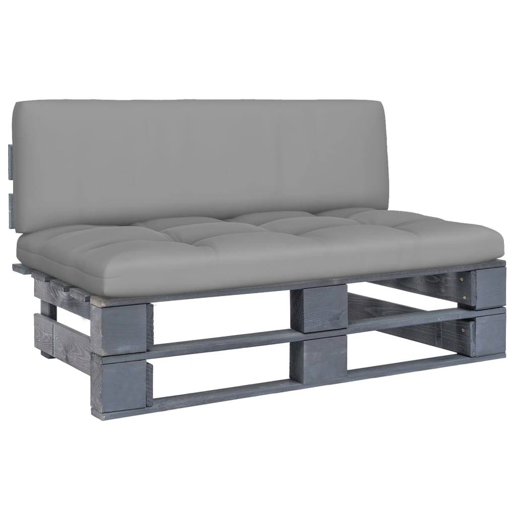 vidaXL Outdoor-Mittelsofa Paletten Imprägniertes Kiefernholz Grau