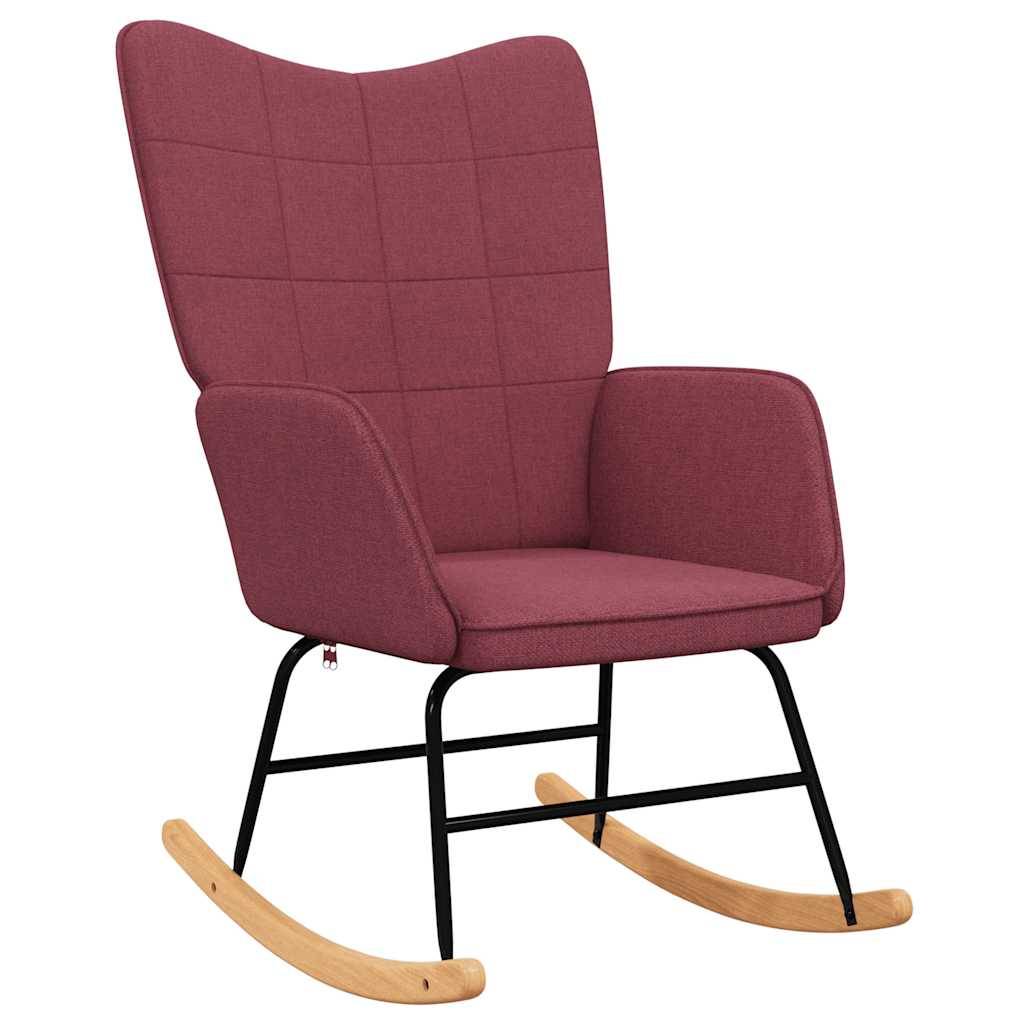 vidaXL Schaukelstuhl mit Hocker Stoff Weinrot