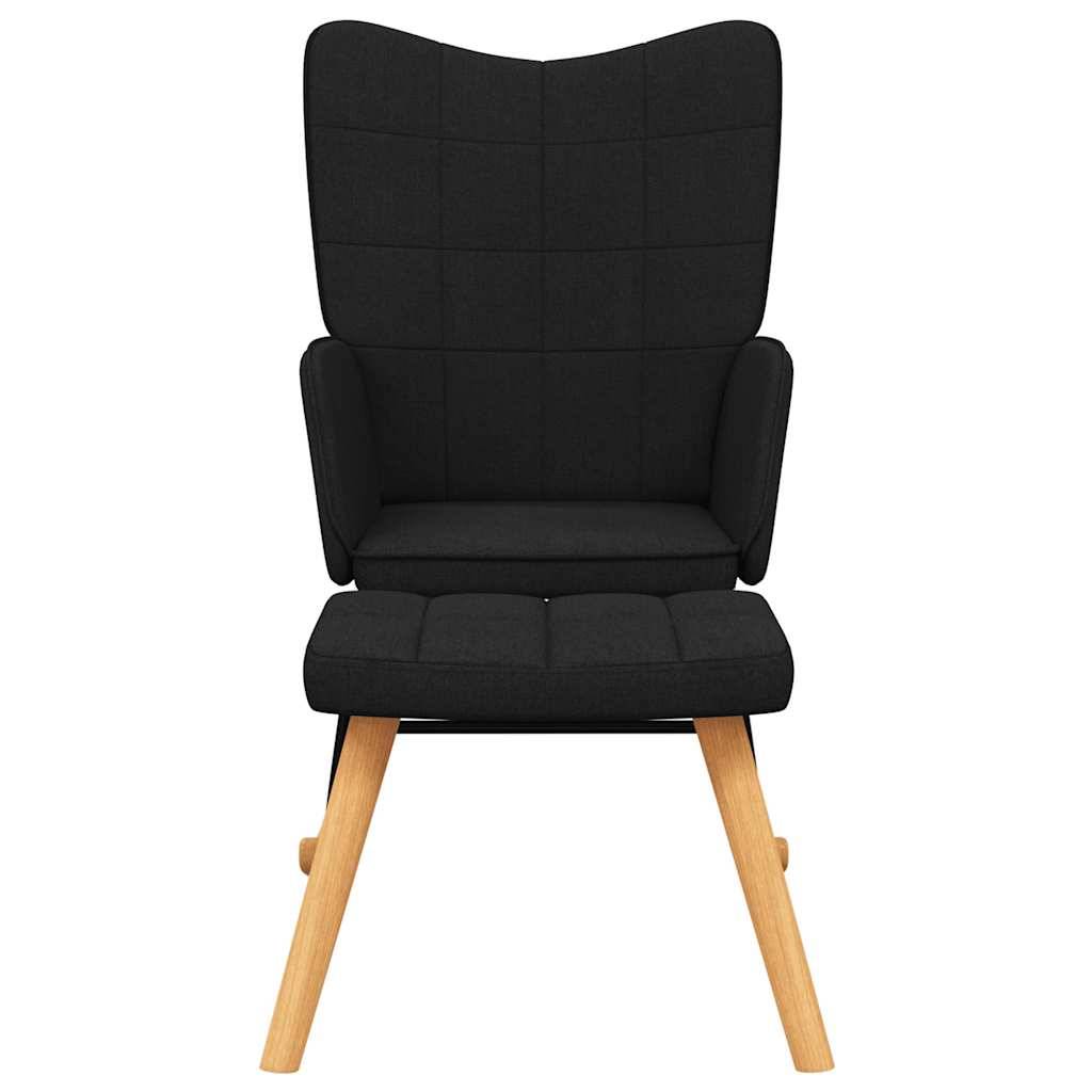 vidaXL Schaukelsessel mit Hocker Schwarz Stoff