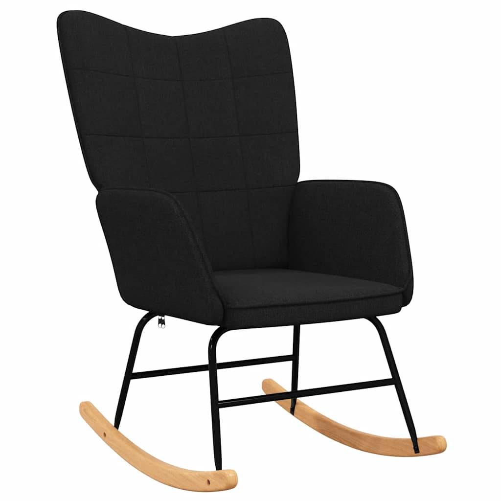 vidaXL Schaukelsessel mit Hocker Schwarz Stoff