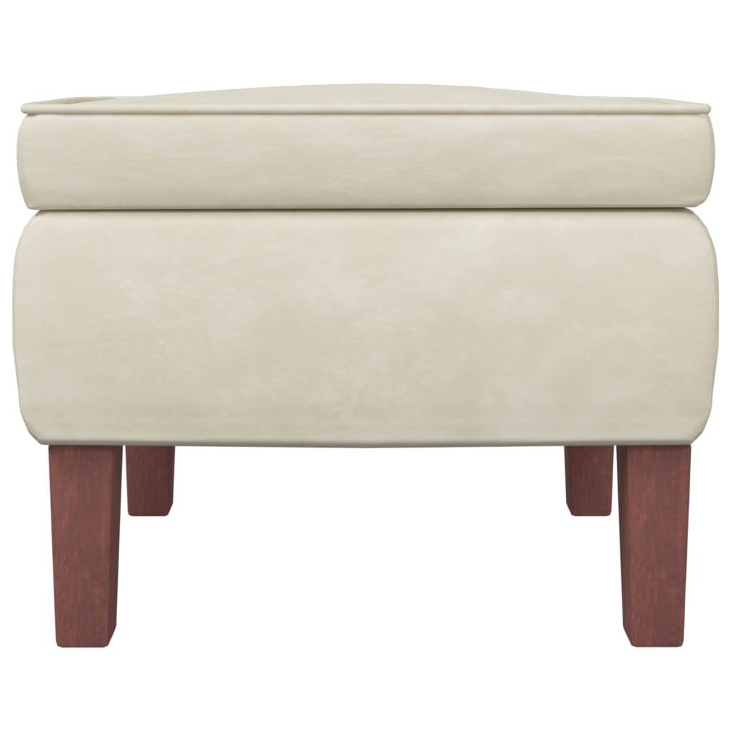 vidaXL Hocker mit Holzbeinen Creme Samt