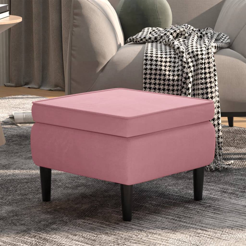vidaXL Hocker mit Holzbeinen Rosa Samt