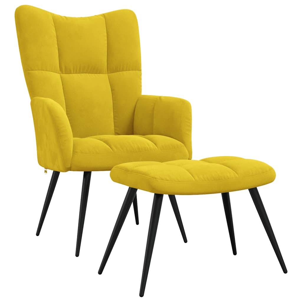 vidaXL Relaxsessel mit Hocker Senfgelb Samt