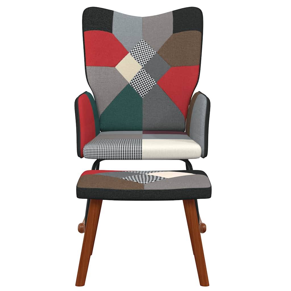 vidaXL Schaukelstuhl mit Hocker Patchwork Stoff