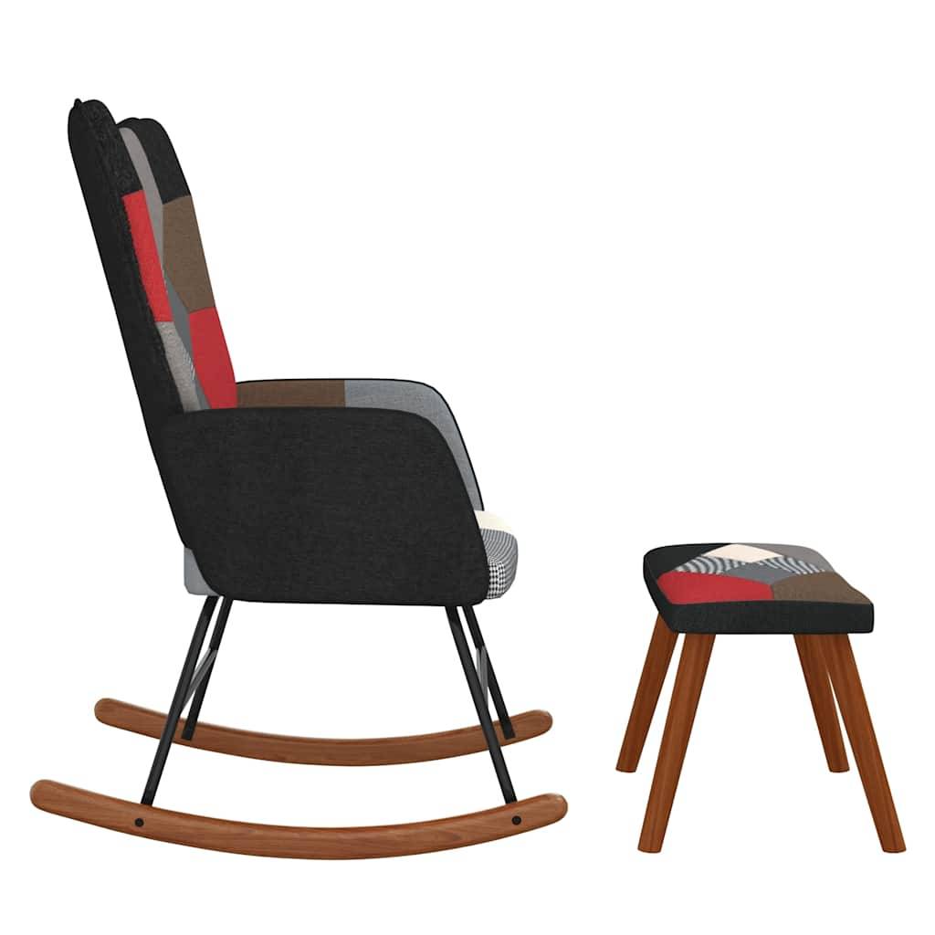 vidaXL Schaukelstuhl mit Hocker Patchwork Stoff