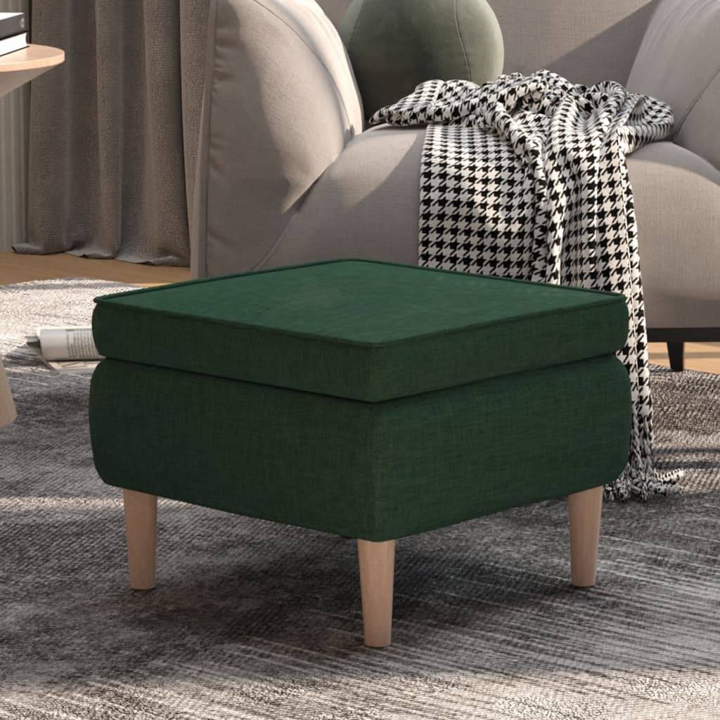vidaXL Hocker mit Holzbeinen Dunkelgrün Stoff