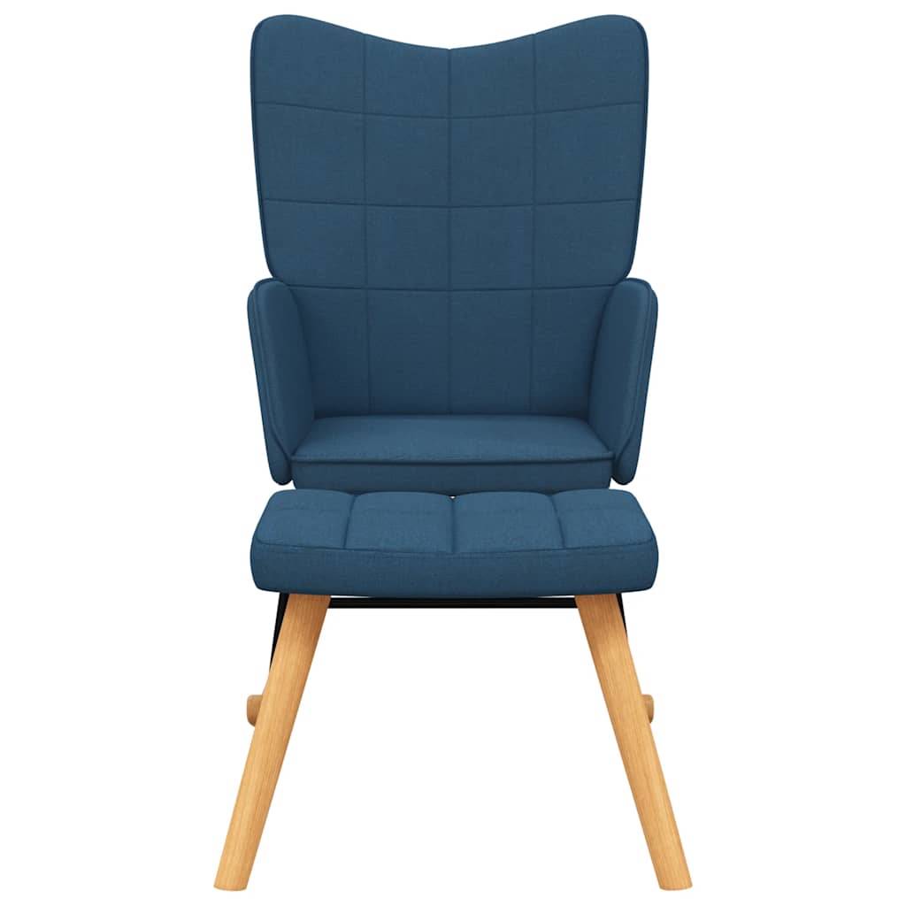 vidaXL Schaukelsessel mit Hocker Blau Stoff