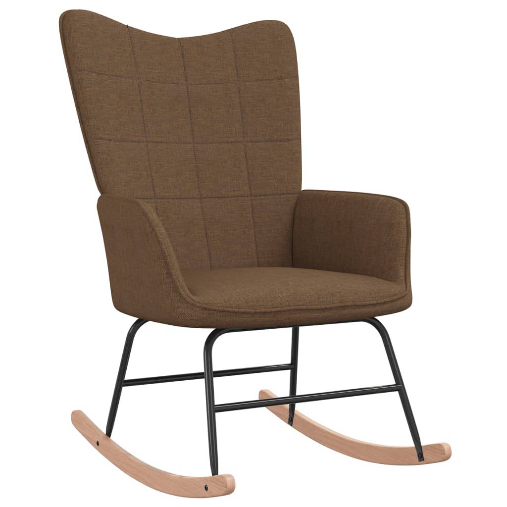 vidaXL Schaukelstuhl mit Hocker Stoff Braun