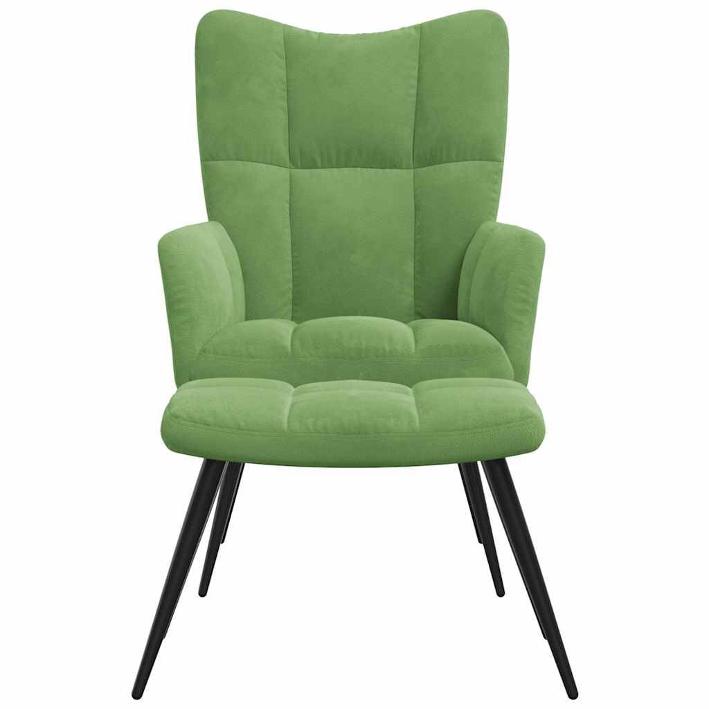 vidaXL Relaxsessel mit Hocker Hellgrün Samt