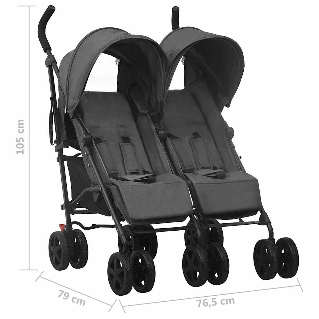 vidaXL Geschwisterwagen Anthrazit Stahl