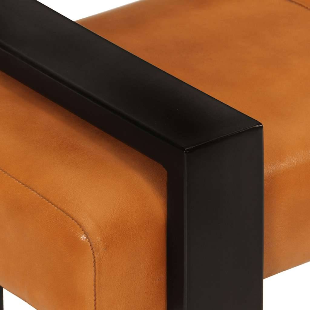 vidaXL Sitzbank Schwarz und Braun 110 cm Echtes Ziegenleder