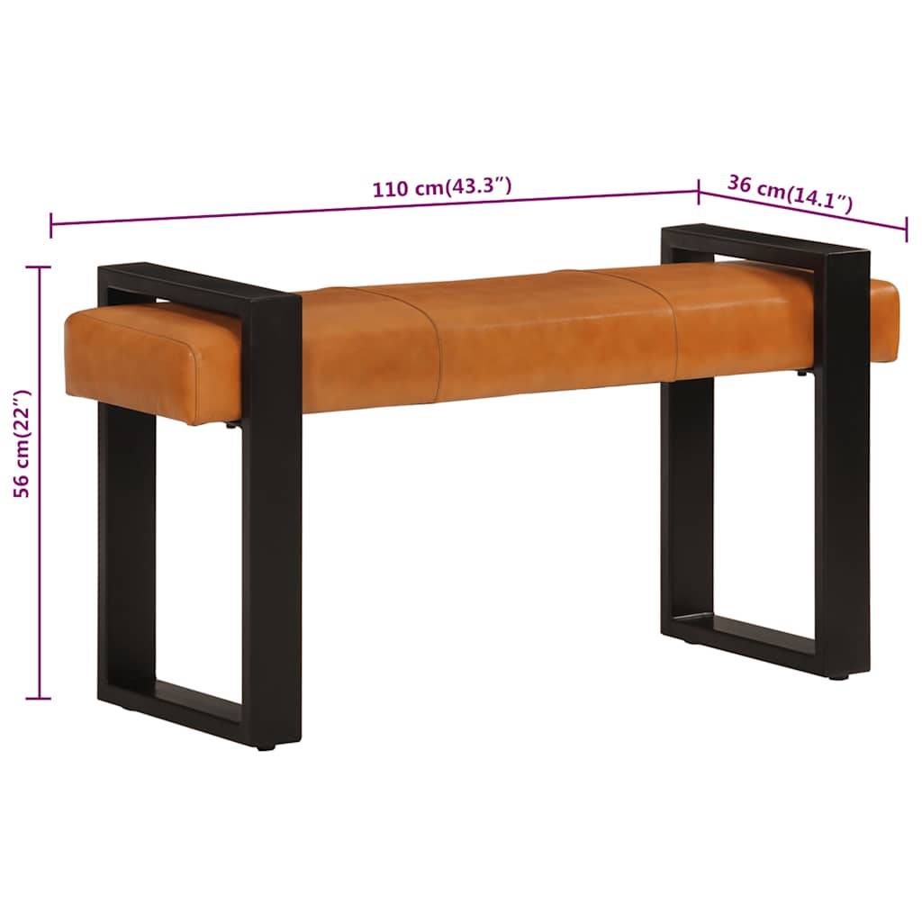 vidaXL Sitzbank Schwarz und Braun 110 cm Echtes Ziegenleder