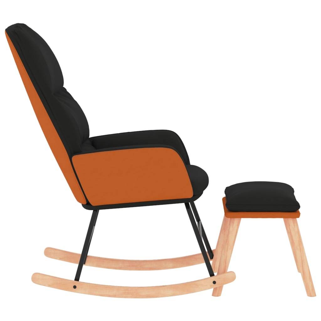 vidaXL Schaukelsessel mit Hocker Schwarz Stoff
