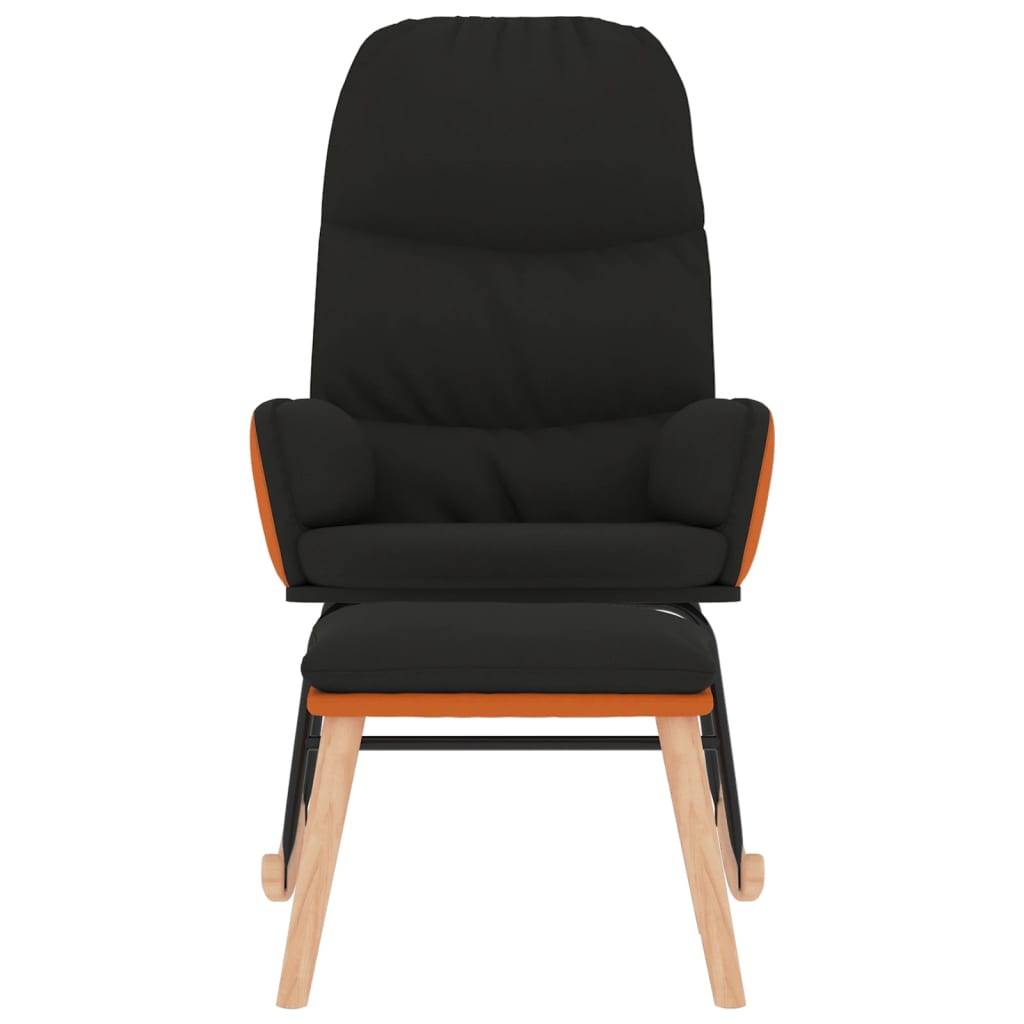vidaXL Schaukelsessel mit Hocker Schwarz Stoff