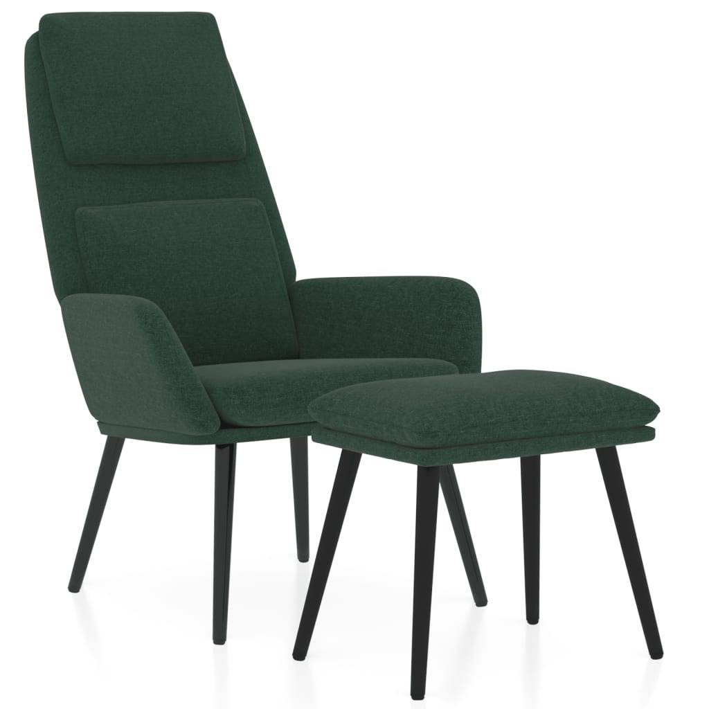 vidaXL Relaxsessel mit Hocker Dunkelgrün Stoff
