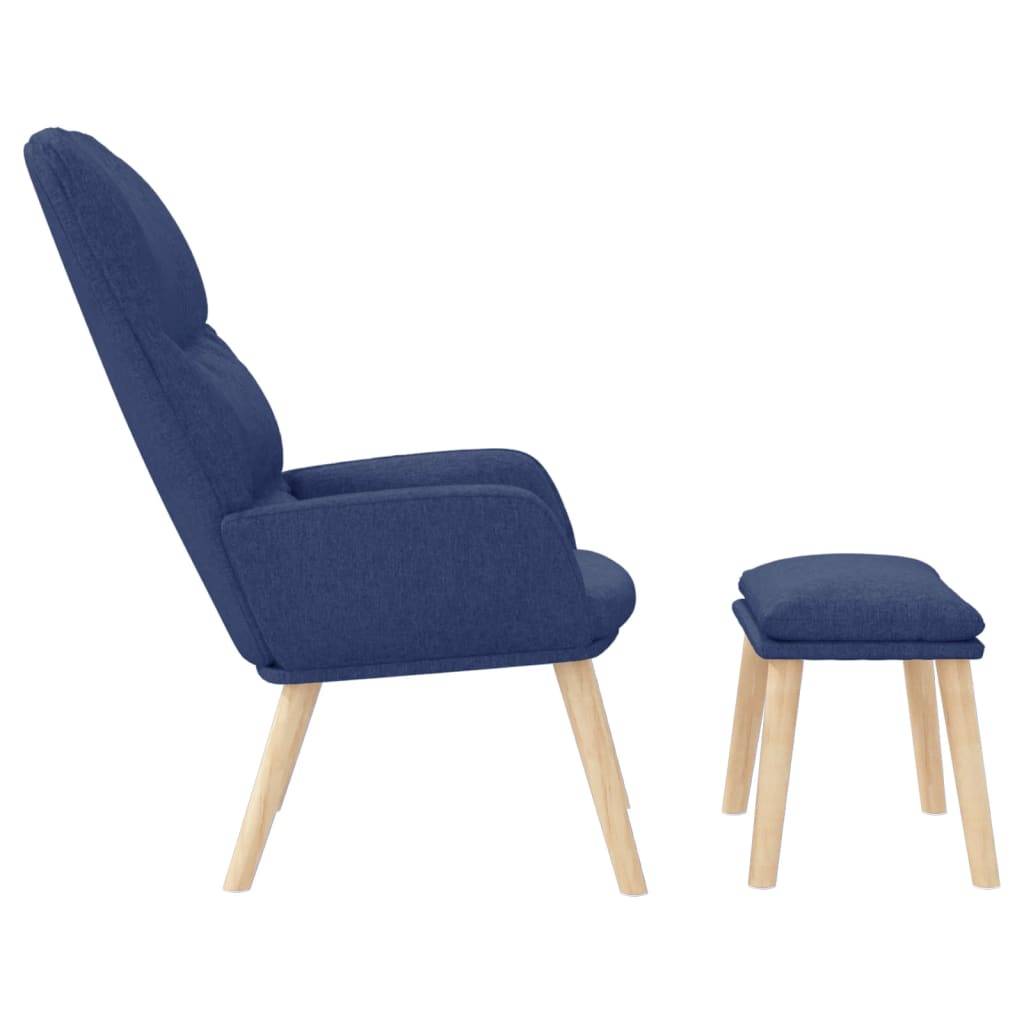 vidaXL Relaxsessel mit Hocker Blau Stoff
