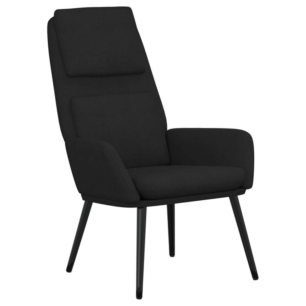 vidaXL Relaxsessel mit Hocker Schwarz Stoff