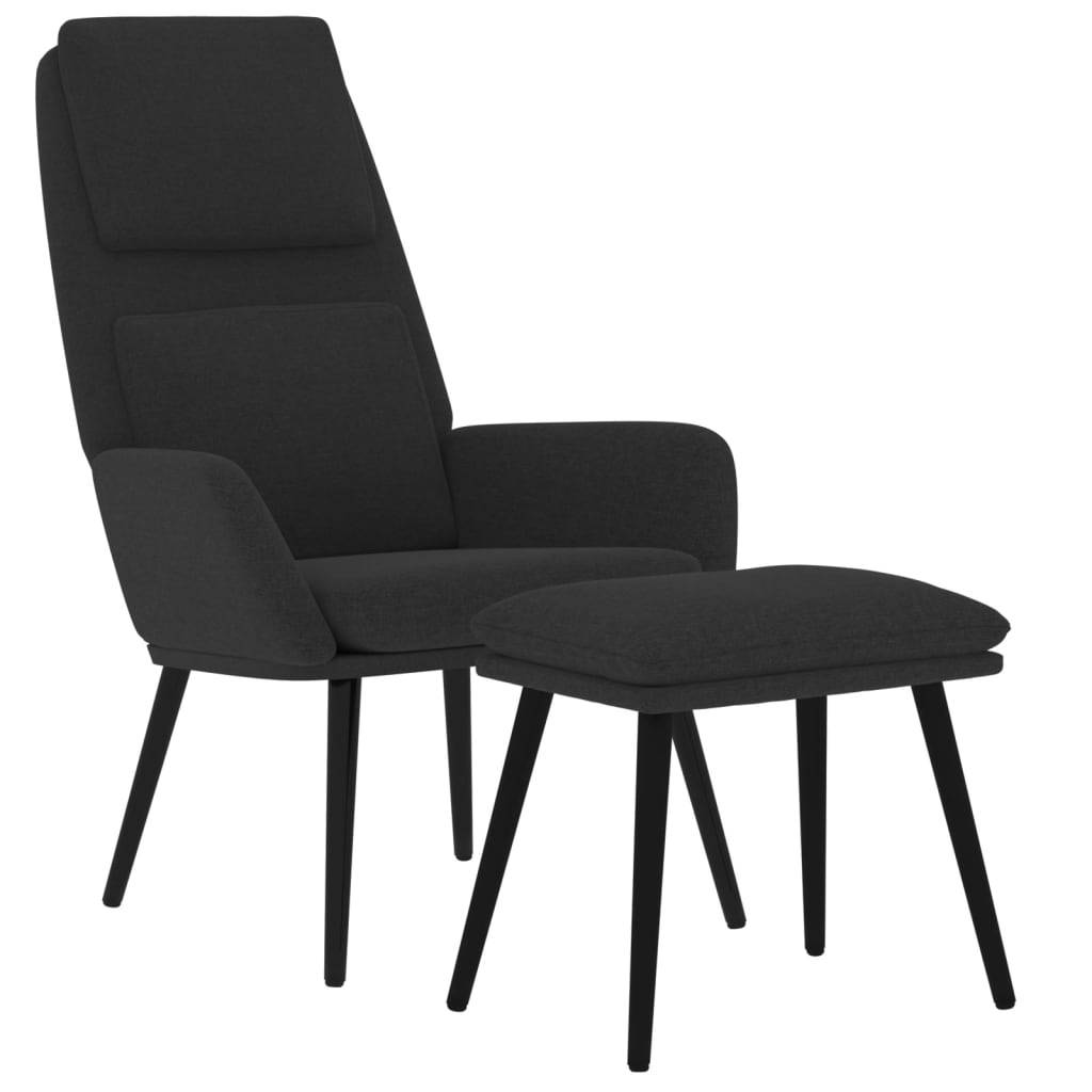 vidaXL Relaxsessel mit Hocker Schwarz Stoff