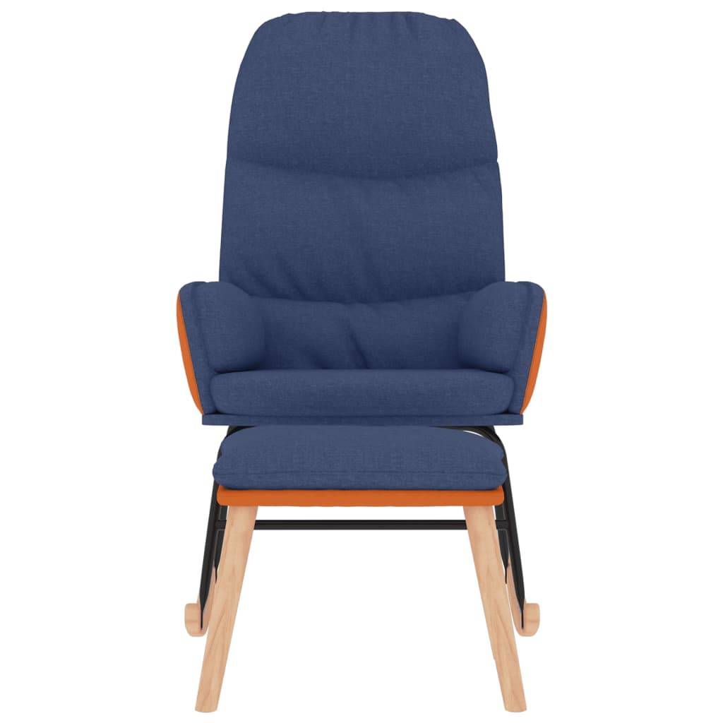 vidaXL Schaukelsessel mit Hocker Blau Stoff