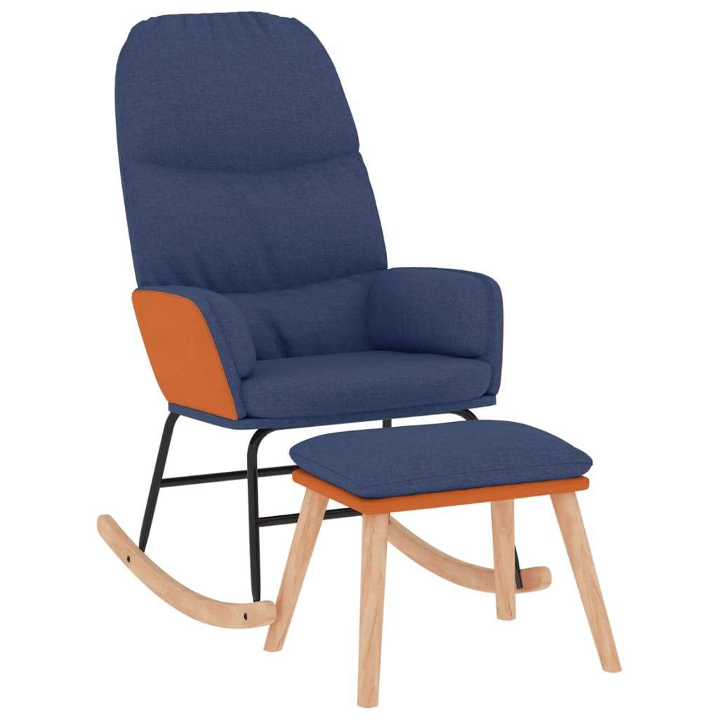vidaXL Schaukelsessel mit Hocker Blau Stoff