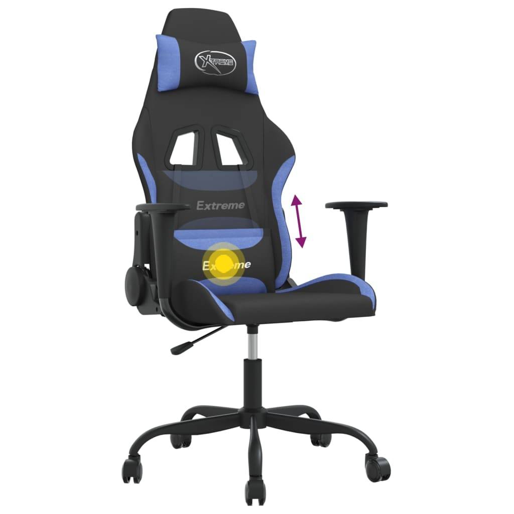 vidaXL Gaming-Stuhl mit Massagefunktion Schwarz und Blau Stoff